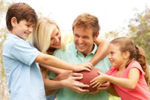 Family playing with ball